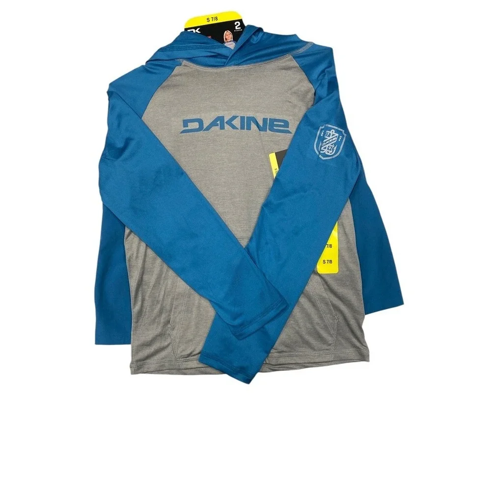 Dakine Swim Boys 2-piece Swim Set Blue/Gray Rash Guard UPF‎ 30+ Small NWT!